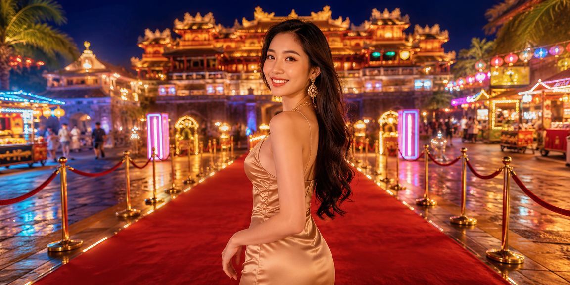 Bầu không khí chợ đêm Huế và người dùng tham gia cược trực tuyến vào buổi tối