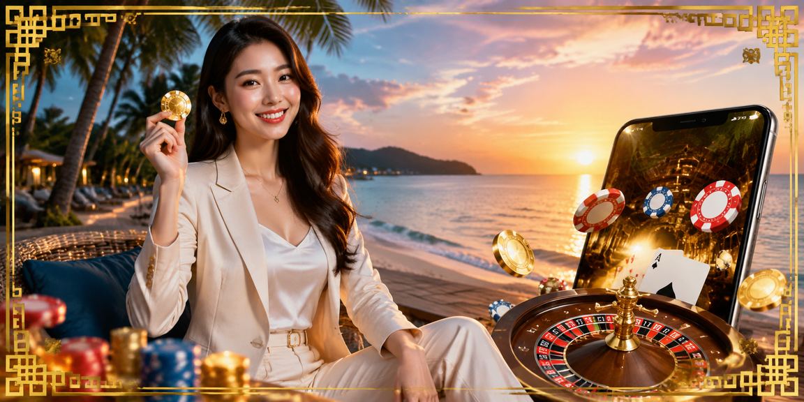 Người dùng Phú Quốc tham gia casino trực tuyến trên di động gần bãi biển